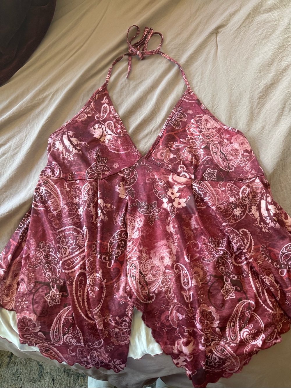 Paisley Halter top in Dusty Rose